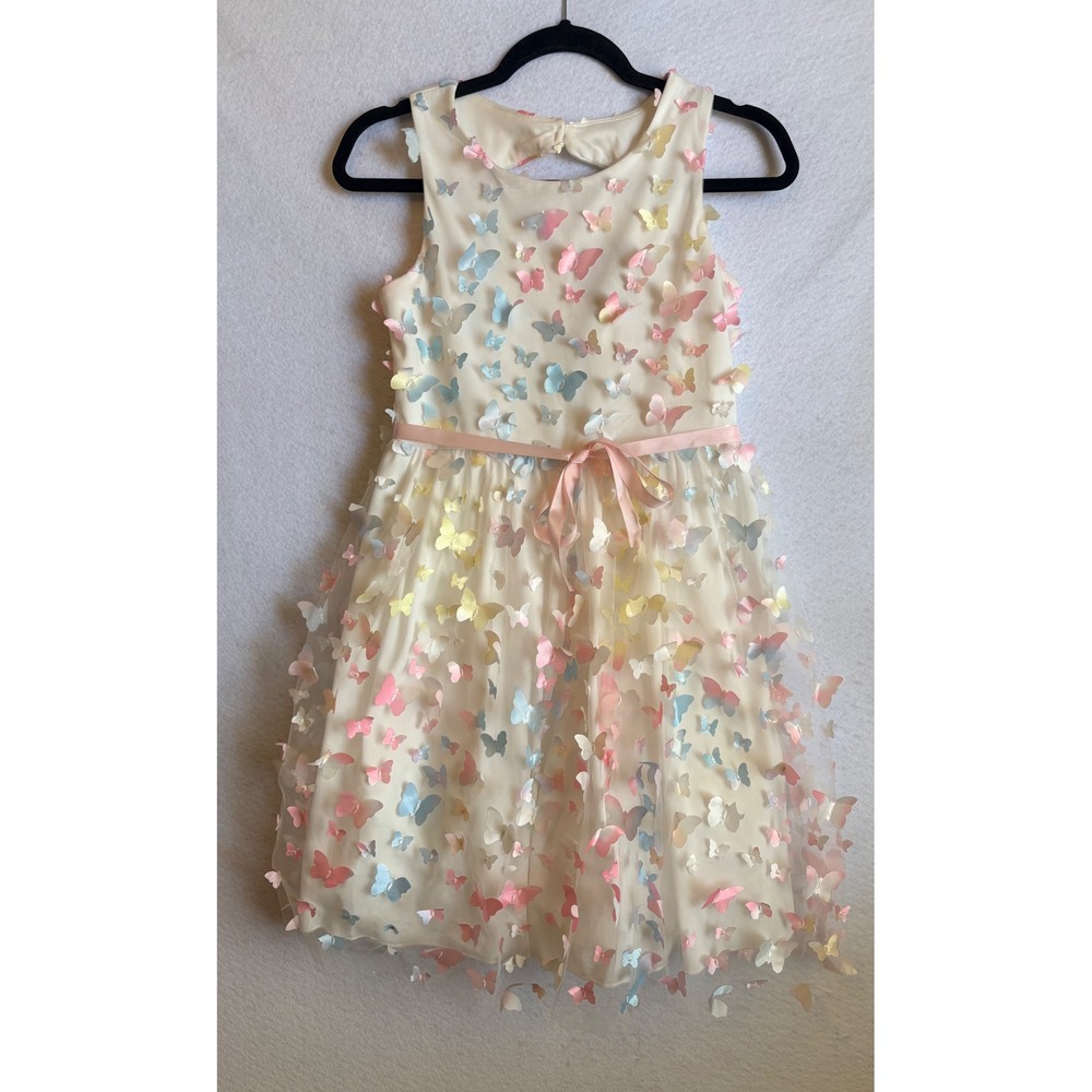 Xtraordinary Girls Size 16 Butterfly 3D Applique Party Easter Dress Pastel NWT - Picture 2 of 8